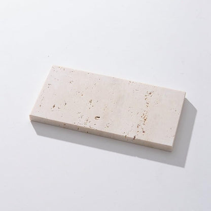 Natural Travertine Stone Display Tiles, Decorative Photography Props for Jewelry, Cosmetics, Home Decor, Beige Stone Blocks (10cm*30cm) - size: 10cm*30cm