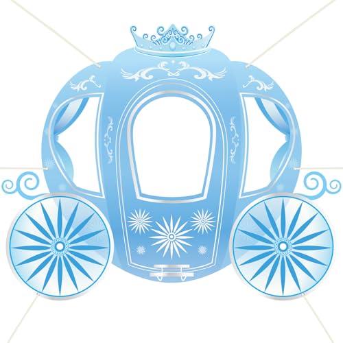 Snowflake Princess Carriage Photo Prop Background Winter Wonderland Selfie Frame Photography Blue Carriage Backdrop Banner 63" Fairy Tale Photo Booth for Winter Snow Holiday Birthday Party Decoration