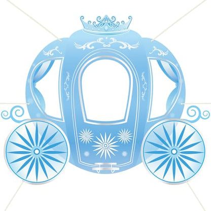 Snowflake Princess Carriage Photo Prop Background Winter Wonderland Selfie Frame Photography Blue Carriage Backdrop Banner 63" Fairy Tale Photo Booth for Winter Snow Holiday Birthday Party Decoration