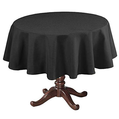 H.VERSAILTEX Linen Textured Table Cloths Round 60 Inch Premium Solid Tablecloth Spill-Proof Waterproof Table Cover for Dining Buffet Feature Extra Soft and Thick Fabric Wrinkle Free, Black - color: Black, size: 60" (Round)