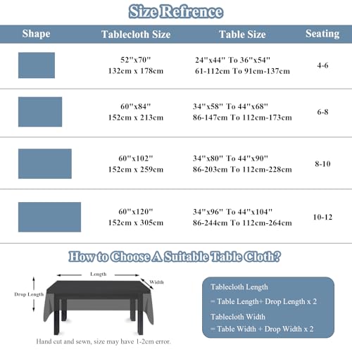 VClife Table Cloth Blue and White Table Cloth Rectangle Tablecloth Rustic Cotton Linen Table Cover for Dining Party, Modern Spring Picnic Floral Tablecloth with Tassel for Rectangle Tables 60"x102" - color: Blue Flowers, size: 102" x 60" (Rectangular)