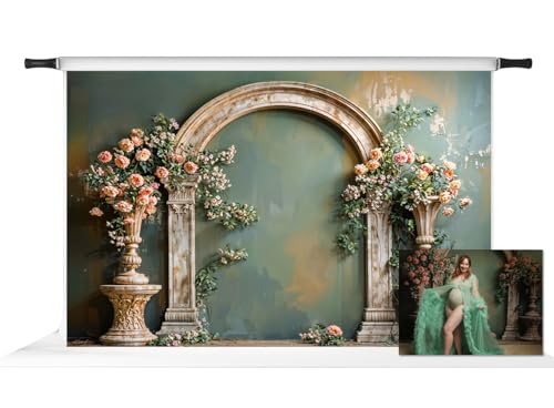Kate Floral Arch Photography Backdrops Green Wall Background Fine Art Vintage Photo Background Studio Props,10x6.5ft - size: 10x6.5ft