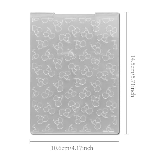 Arbuya Cherry Plastic Embossing Folders for Card Making Fruit Cherry Background Embossing Folder for Scrapbooking Pages Paper Crafting Clay Decoration - color: Cherry background