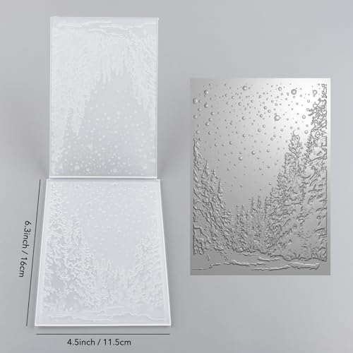 Briartw 3D Embossing Folder for Card Making,Tree on Snowy Day Clear Plastic Texture Fades Embossing Folder Template for Scrapbooking and Other Paper Craft Album Stamps DIY Decoration - color: Clear