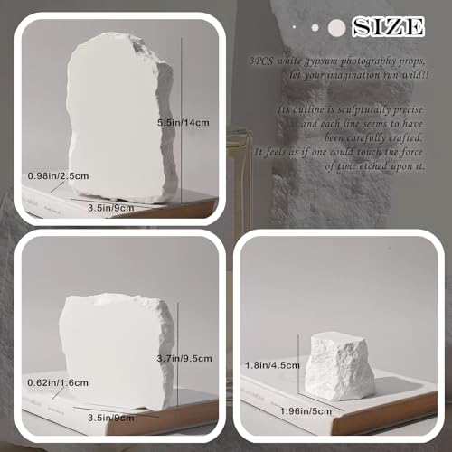 Product Photography Props: 3PCS Irregular Aromatherapy Gypsum Photo Props-Jewelry Photography Props for Food Cosmetic Makeup Photoshoot - color: White