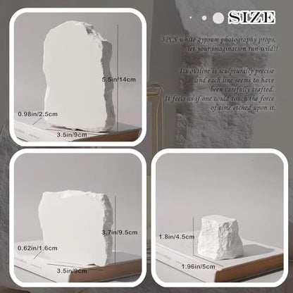 Product Photography Props: 3PCS Irregular Aromatherapy Gypsum Photo Props-Jewelry Photography Props for Food Cosmetic Makeup Photoshoot - color: White