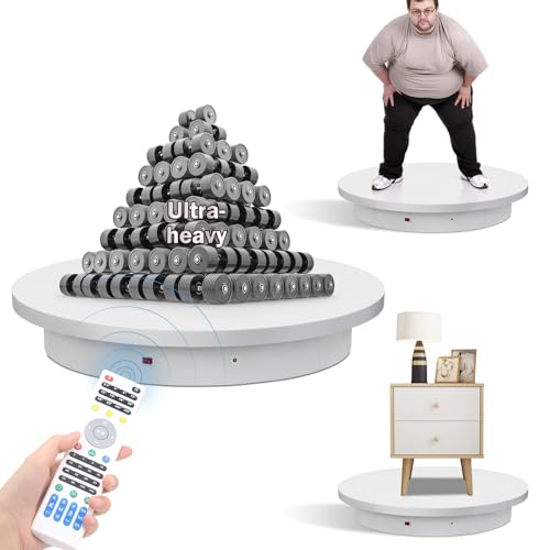 23.6In Remote Large Motorized electric turntable Rotating platform Photography Turntable Motorized lazy susan Base giratoria para for Photography,3D Scanner,Heavy duty display(Load Range:220~500lbs) - size: 23.6inch/White/500Lbs Load