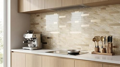 Yipscazo 2026 New Upgrade Peel and Stick Backsplash, Stick on Backsplash Tiles for Kitchen, Bathroom, Fireplace (10 Sheets, Polished Beige Yellow) - color: Polished Beige Yellow