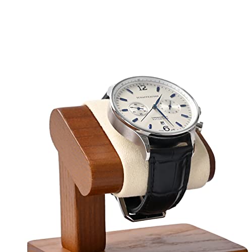 Solid Wood Single Watch Display Stand for Men Jewelry Watch Showcase Stand Display (Beige) - color: Beige
