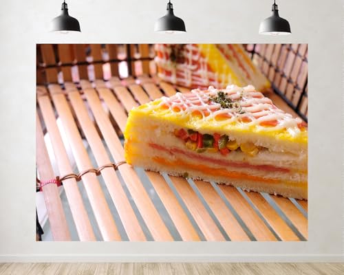 Trykid 15x8ft Yellow Orange Sandwich Cake Backdrop Savory Snack Scene Food Photography Background Bakery Cafe Dessert Shop Party Decoration Tapestry Photo Booth Prop Fabric - size: 15x8ft