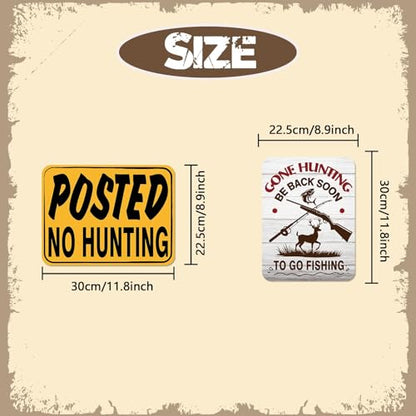 Hunting Party Decorations - 9 PCS Gone Hunting Birthday Party Sign Decorations for Boys Kids Deer Hunting Themed Birthday Party Funny Deer Hunter Decor for Man Room Home Garden Yard Wall Decor - style: Hunt