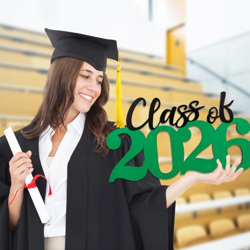 Class of 2026 Decorations Graduation Decorations 2026 Senior Photo Props Green Graduate Wooden Sign for Graduation Party Decorations - color: Green