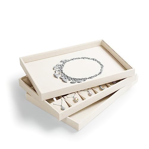 Oirlv Stackable 12 Girds Jewelry Trays Jewelry Storage Tray Showcase Display Organizer(13.8" X 1.4"X 9.4") - size: 12 Grids