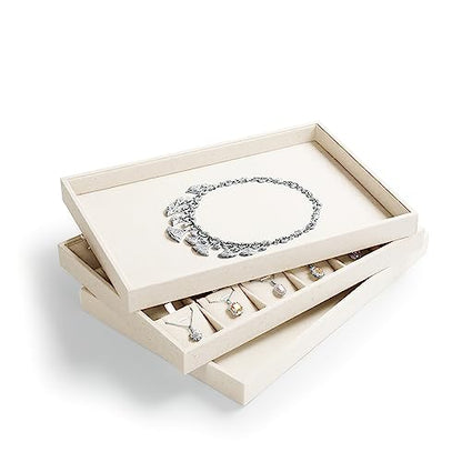 Oirlv Stackable 12 Girds Jewelry Trays Jewelry Storage Tray Showcase Display Organizer(13.8" X 1.4"X 9.4") - size: 12 Grids