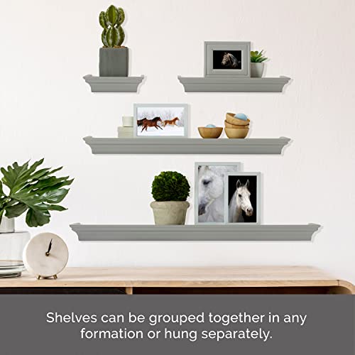 MELANNCO Floating Wall Shelves for Bedroom, Living Room, Bathroom, Kitchen, Nursery, Set of 4, Gray, 4 Count - color: Grey, size: Set of 4 (24, 20, 12, 6 Inch), style: Arlington