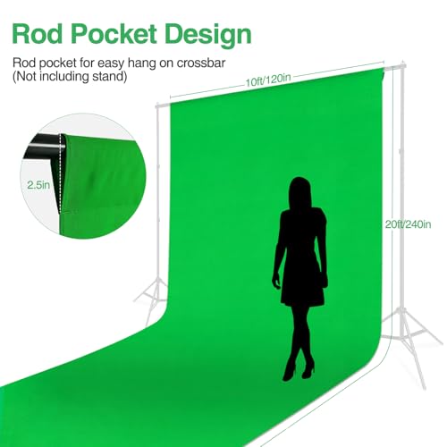 Green Screen Backdrop, 10x20ft (WxH) Photography Chromakey Greenscreen Background Sheet, Polyester Collapsible Green Backdrop Curtain for Streaming, Meeting, Photo Studio, Video Recording - color: Green, size: 10x20 FT