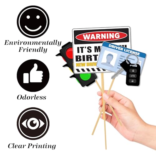 16th Party Photo Booth Props, Drivers License Theme 17th 18th New Driver Birthday Decorations for Boys Girls 20Pcs