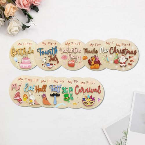 12 Pcs My First Halloween, My First Holiday Milestone Signs, Baby Milestone Signs, Baby Announcement Sign, Newborn Announcement Sign, Hanksgiving Newborn Photo Props for Shower Party Supplies Gift