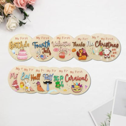 12 Pcs My First Halloween, My First Holiday Milestone Signs, Baby Milestone Signs, Baby Announcement Sign, Newborn Announcement Sign, Hanksgiving Newborn Photo Props for Shower Party Supplies Gift