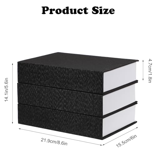 Tioncy 3 Pcs Fake Book Box Neutral Linen Book Box Decorative Faux Prop Storage for Farmhouse Home Decor shelf Table Card Photo DIY Keepsake Gift(8.6 x 6.1 x 1.8 Inch,Black) - color: Black, size: 8.6 x 6.1 x 1.8 Inch