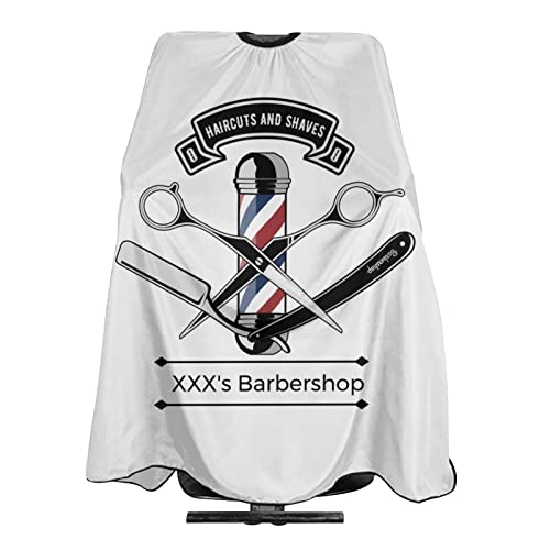 Custom Waterproof Barber Cape Hairdresser Cape, Add Your Photo Text Personalized Barbershop Haircut Salon Cape for Men, Customized Hair Cutting Cape for Home Salon Barbershop - color: Barber Shop-5