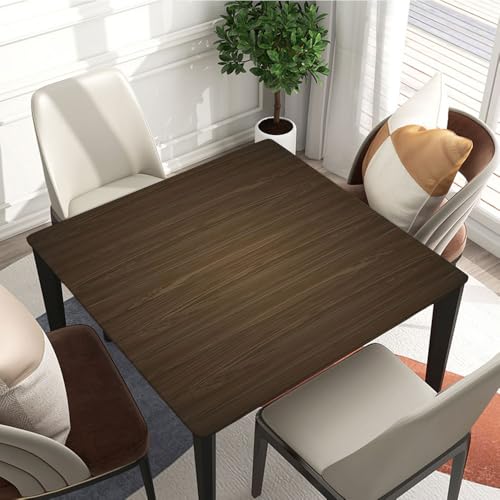 Square Fitted Tablecloth, Elastic Edge Polyester Cover, Aged Wood Texture Board Background Brown Old, Waterproof for Indoor Kitchen, Outdoor Picnic Tables, Suit for 42"x42" Square Table - color: Wood Texture -13, size: 42" x 42" (Square)