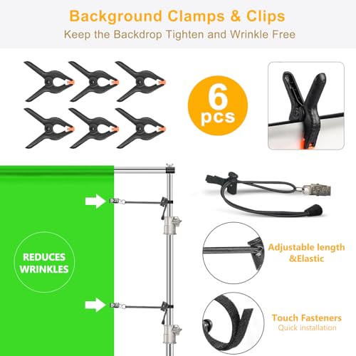 9.2 x 10 Ft Stainless Steel Backdrop Stand Heavy Duty, MSKIRA Adjustable Backdrop Stand Background Support System Kit for Photography, Parties, or Weddings with Clamps, Carry Bag - size: 9.2 x 10 Ft