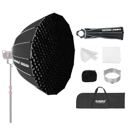 Ambitful 35.4''/90cm Quick Release Parabolic Softbox, Hexadecagon Bowens Mount Softbox with 2 Diffusers & Honeycomb Grid, Carrying Bag, Compatible with Studio Speedlite Flash and Monolight - size: Q9-90cm