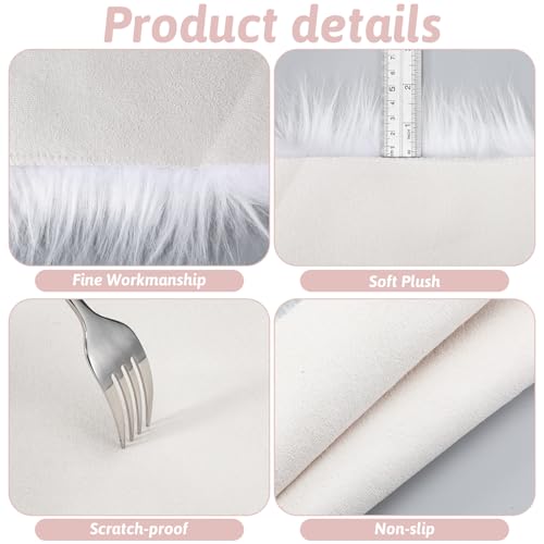 12inch Square Small Faux Fur Sheepskin Cushion, Soft Luxury Photo Props Background for Small Product Desktop Photography, Display and Decor,Jewelry, Nail Art, Locker Accessories for Girls (White)