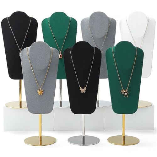 Jewelry Towers Necklace Display Rack Microfiber Jewelry Rack Window Jewelry Shelf Light Luxury Metal Jewelry Display Props Jewellery Stand Display(Gris) - color: Gris