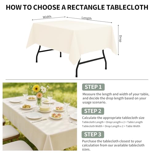 Tablecloth Waterproof Oil-Proof (Beige,60x84 Inch) Table Cloth Stain-Resistant Wipeable Rectangle or Square Table Cover for Indoor and Outdoor - color: Beige, size: 60" x 84" (Rectangular)