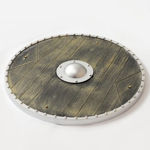 iEFiEL Medieval Vikings Era Shield Wood-Look Warrior Role Play Halloween Fantasy Photography Props - color: Coppery