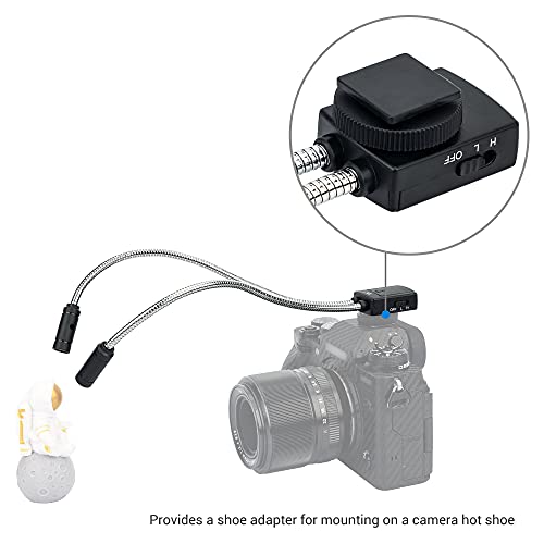 JJC Ultra-Adjustable LED Macro Arm Light for Insect Plant Jewelry Food Shooting, 5 Brightness CRI 95+ Macro Photography Lighting with Shoe Mount for Canon Nikon Sony DSLR Cameras