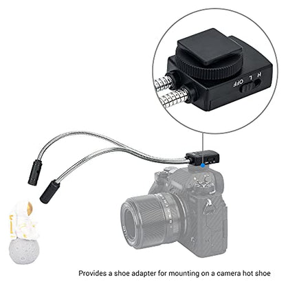JJC Ultra-Adjustable LED Macro Arm Light for Insect Plant Jewelry Food Shooting, 5 Brightness CRI 95+ Macro Photography Lighting with Shoe Mount for Canon Nikon Sony DSLR Cameras