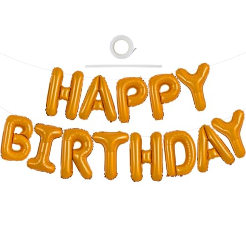 TONIFUL 16 Inch Light Orange Mylar Foil Birthday Balloons Banner Happy Birthday Balloon Letters for Adults & Girls Boys Kids Birthday Decorations Halloween Party Supplies - color: Light Orange