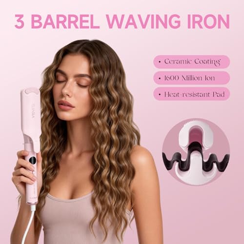 TSUYAGLA 5 in 1 Curling Iron Set with Airflow Cooling for Long-Lasting Curls, Ionic Ceramic Hair Curler with 3/8", 1", 1.5" Barrels, Crimper & Thermal Brush, Dual Voltage, 250–410℉