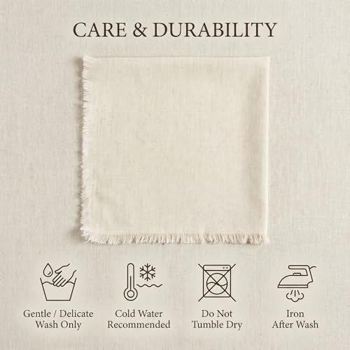 ACCENTHOME Natural Cotton Linen Napkin Set of 12 18x18 inch Dinner Napkins - Washable Soft Premium Hotel Quality Reusable Hemmed Edges Napkins Perfect Table Linens for Family Dinners, Weddings - color: 01 - Natural, size: 18"x18" - Pack of 12