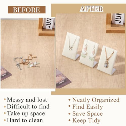RattanView 12 Pieces Velvet Earring Display Stand Necklace Pendant Jewelry Stand Showcase Organizer Display Holder for Earring Pendant Accessory Rack(Beige,Straight Style,Velvet) - color: Beige, style: Straight Style