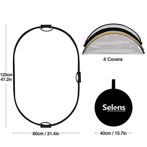 Selens 5-in-1 Oval Reflector with Handle for Photography Photo Studio Lighting & Outdoor Lighting (32 x 48 Inch) - size: 32 x 48 Inch Oval Reflector