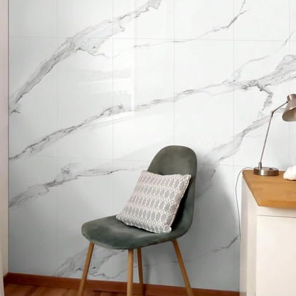 10pcs Thick Marble Peel and Stick Waterproof Wall Panels,Heat-Resistant Backsplash Tile, 23.6"x11.8" PVC Foam Wall Sticker for Kitchen,Living Rooms,TV Walls,White Gray (Not Real Tile 19.4Sq. Ft.) - color: White Gray, size: 23.6" x 11.8" x 4MM x 10Pack