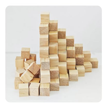 100Pcs 0.59” inch Unfinished Natural Wooden Cubes, Square Craft Wood Blocks for DIY Projects, Blank Wood Squares for Art, Building, Personalized Crafts, Wedding Decor, and Creative Displays - size: 1.5cm