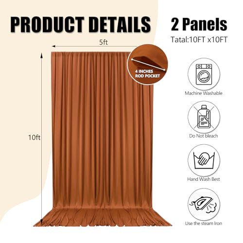 10ft x 10ft Dark Brown Backdrop Curtains for Parties, Fabric Satin Background Curtain with Rod Pockets for Weddings, Birthday, Baby Shower, Photography, Graduation Party Backdrop Drapes, 2 Panels - color: Dark Brown