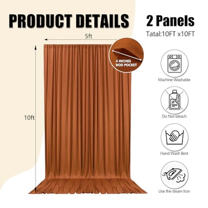 10ft x 10ft Dark Brown Backdrop Curtains for Parties, Fabric Satin Background Curtain with Rod Pockets for Weddings, Birthday, Baby Shower, Photography, Graduation Party Backdrop Drapes, 2 Panels - color: Dark Brown