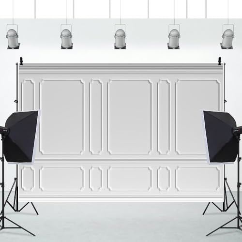 AOFOTO 6x4ft Room Photo Backdrop White Living Room French Classic Frame Wall Photography Background Office Video Conference Meeting Background Adult Children Portrait Photoshoot Backdrop - color: white, size: 6x4ft
