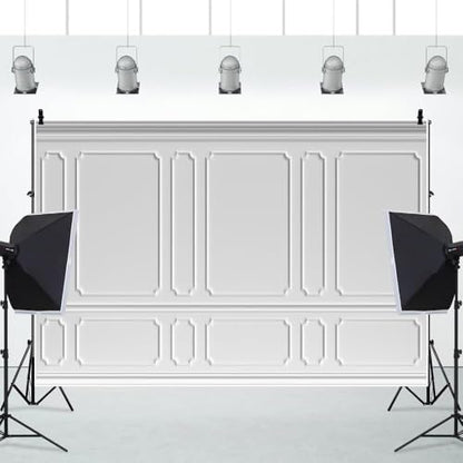 AOFOTO 6x4ft Room Photo Backdrop White Living Room French Classic Frame Wall Photography Background Office Video Conference Meeting Background Adult Children Portrait Photoshoot Backdrop - color: white, size: 6x4ft