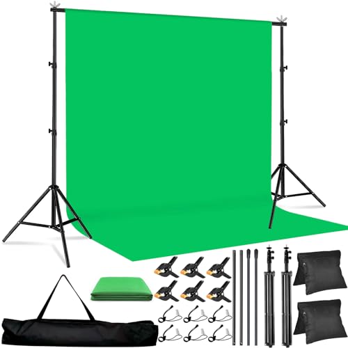 Green Screen Backdrop Kit 10x6.6ft with Tripod Stand, Chroma Key Background System for Video Shooting, Live Streaming, Photo Studio, Content Creation and Virtual Backgrounds - size: 10*6.6FT