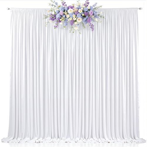 10ft x 8ft Photo Backdrop Curtains White Wrinkle-Free Polyester Fabric Backdrop Drapes for Wedding Baby Shower Birthday Party Photography Background Decoration - color: White, size: 5'(W) x 8'(H), 2 Panels