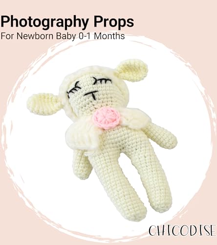 Newborn Photography Props Outfits Boy Girl Lamb Cap & Sheep Photoshoot Prop Crochet Knit Hat Baby Photo Props Outfit