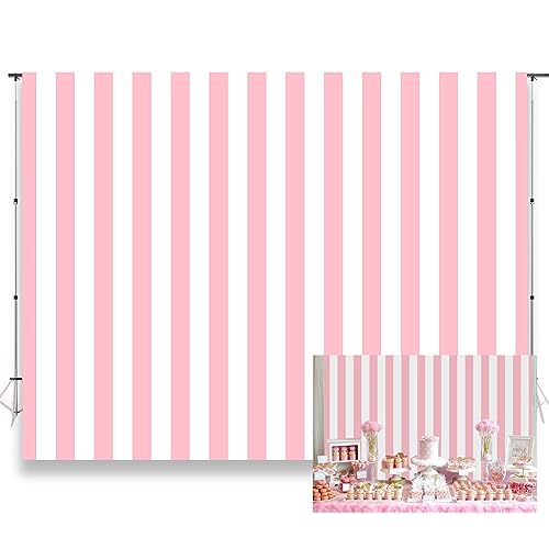 7x5ft Pink and White Striped Photography Backdrop Vertical Streak Textured Background Birthday Party Decoration Photo Studio Props Banner Adult Elder Girl Boy Wallpaper KU226 - color: Pink, size: 7x5FT