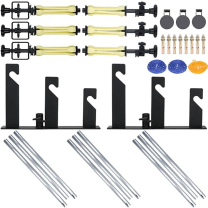 3-Roller Backdrop Support System with Three Sets 118"/3m Metal Tube Crossbar for Wall/Ceiling/Light Stand Mount | Manual Pulley Background Holder for Paper/Cloth/PVC Backdrops